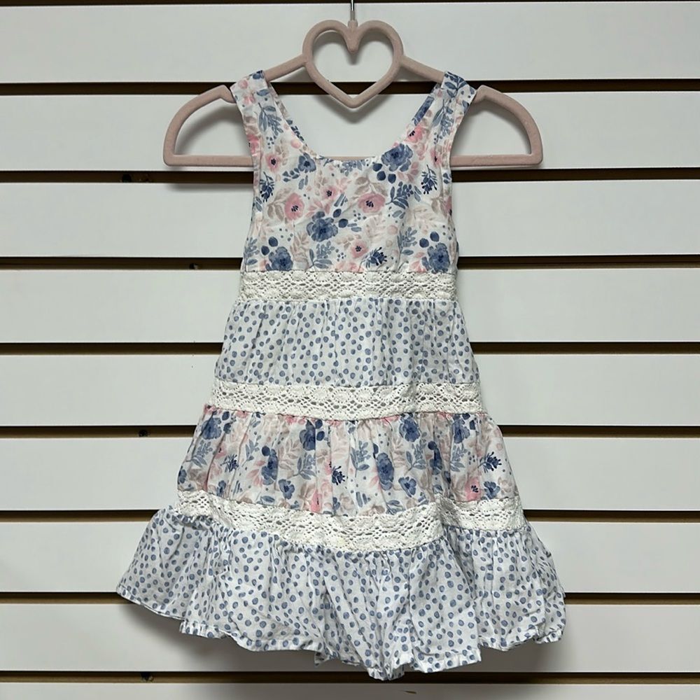 Tommy Bahama Toddler Girls Floral Crocheted Tiered Halter Sundress Sz 24…